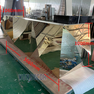 Triangle metal white marble bar counter