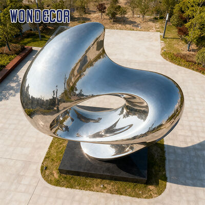 Oversized Outdoor Art Style Stainless Steel Sculpture, Modern Abstract Landscape Decorative Ornament