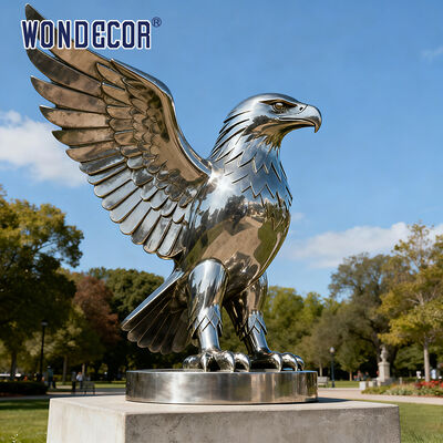 Large-scale Modern-style Metal Craft Eagle Stainless Steel Sculpture for Outdoor Use