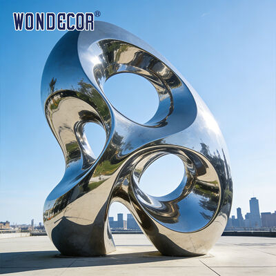 Outdoor Park Modern Large Metal Art "Circular Ripple" Stainless Steel Sculpture