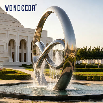 Large outdoor stainless steel water fountain sculpture