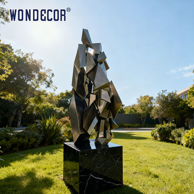 Large-scale Abstract Outdoor square Geometric Metal Art Geometric Gravel Stainless Steel Sculpture